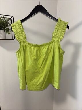 Ruffled Strap Lime Green Tank Top